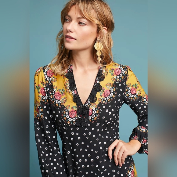 Farm Rio Floral-blocked Maxi Dress - Picture 2 of 9